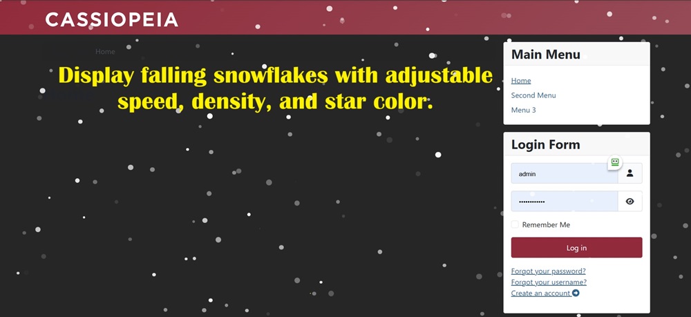 Falling Snowflakes and Blinking Starsfor Joomla